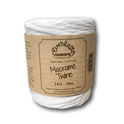 Image of Everlasto Natural Cotton Macrame Twine Craft String 34/3 5mm x 50m Spool Approx.