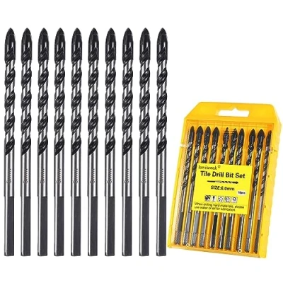 Image of luwiscook 10PCS 6mm Tile Drill Bit, Professional Bit for Porcelain Ceramic Tile, Concrete, Brick Wall, Glass, Plastic, Cement and Wood, Industrial Strength Bits Set (6mm x 10pcs)