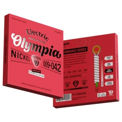 Image of 2 Sets of Olympia Premium Round Core Electric Guitar Strings 09 42 Gauge, Nickel Wound