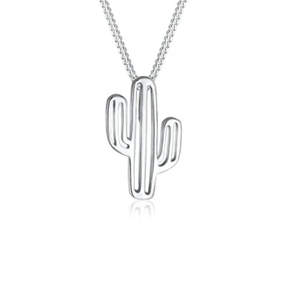 Image of Elli Women Cactus Desert Trend 925 Sterling Silver Necklace of Length 45cm 0103121317_45