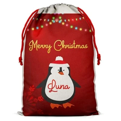 Image of Personalised Christmas Sack Santa Xmas Boy Girl Gift Stocking Present Bag 944 (Large: 50x70cm)