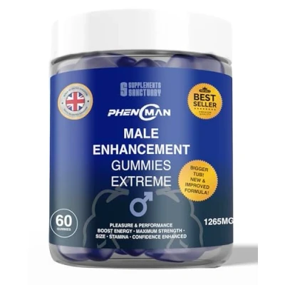 Image of Phenoman Male Extreme Gummies, 1265mg per Serving, with Maca, Vitamin B6, B12, Ashwagandha, L Arginine, Tribulus Terrestris, 60 Phenomenon Gummies