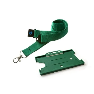 Image of 20mm Lanyard with Safety Break Away and Matching Single Card Holder (Green)