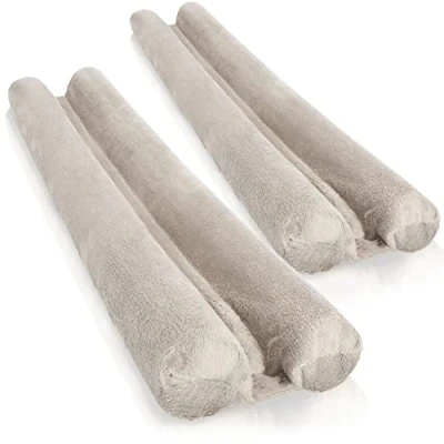 Image of com four® 2x draft stopper for the door microfibre bottom seal with double protection against drafts and noise (02 pieces taupe)