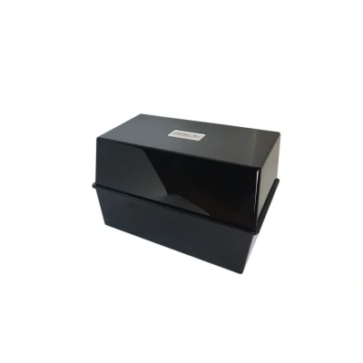 Image of Deflecto Value Size 6 x 4 Index Card Box Black, 152 102 mm