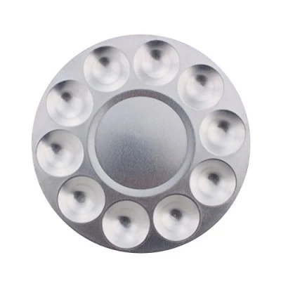 Image of Yosoo 2Pcs Metal 10 Well Round Artist Watercolours Paint Mixing Palette Tray