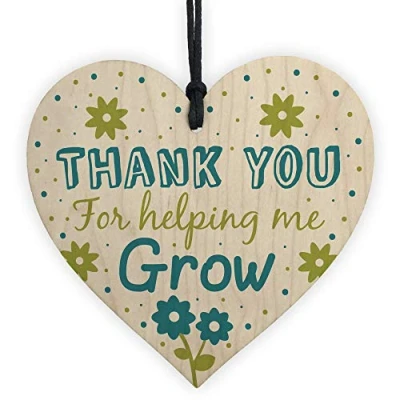 Image of RED OCEAN Teacher Teaching Assistant Thank You Gift Wooden Heart For Tutor Mentor Coach Nursery