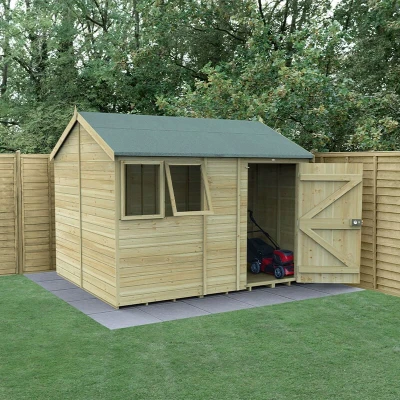 Image of 10&#039; x 8&#039; Forest Timberdale 25yr Guarantee Tongue &amp; Groove Pressure Treated Reverse Apex Shed (3.06m 2.52m)