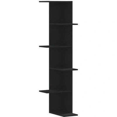 Image of vidaXL Wall Corner Shelf Black 36.5x36.5x140 cm Engineered Wood