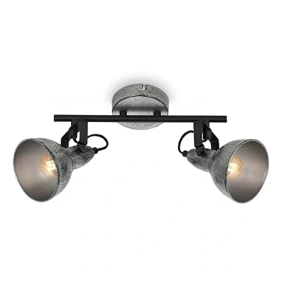 Image of BRILONER Leuchten Vintage Ceiling Spotlight, Swivelling Light, Retro, 2X E14 Socket, Silver Crafted, 305 x 100 180 mm