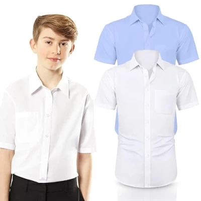 Image of Boys Uniform Short Sleeve Shirt White 17 18 Years (15.5&quot; Collar) UK