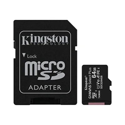 Image of Kingston 64GB Canvas Select UHS I U1 80MB/s microSDXC Memory Card with Adapter