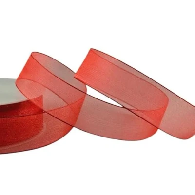 Image of Luxury Love, Valentines, Anniversary, Birthday, Christmas Ribbon Various Designs &amp; Lengths (25mm Red Organza, 5 Metres)