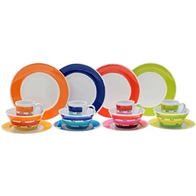 Image of Flamefield CWK0116 Colours 16 Piece Melamine Dinner Set
