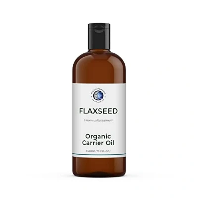 Image of Mystic Moments Organic Flaxseed (Linseed) Carrier Oil 500ml Pure &amp; Natural Perfect for Hair, Face, Nails, Aromatherapy, Massage and Dilution Vegan GMO Free