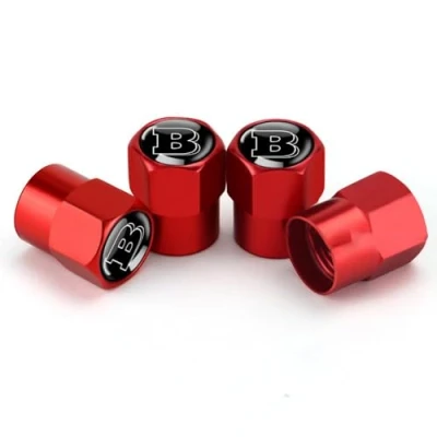 Image of 4 Pieces Tyre Valve Caps for Brabus,Car Tire Caps,Dust Car Tyres,Wheel Caps,Valve Covers Replacement Accessories,Leak Proof,Red