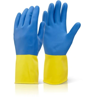 Image of 2 COLOUR HEAVYWEIGHT GLOVE YELLOW/BLUE XL