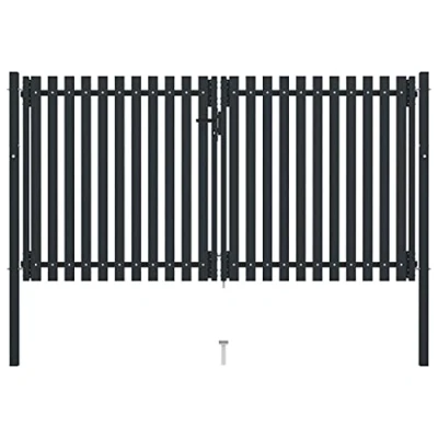 Image of vidaXL Double Door Fence Gate Steel 306x200 cm Anthracite