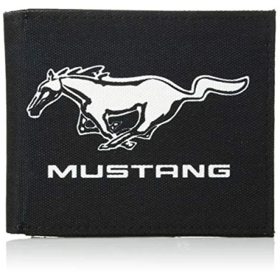 Image of Buckle Down Men&#039;s Canvas Bi fold Wallet Ford Mustang Black/White Logo Center, Multi, One Size