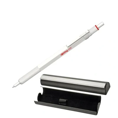 Image of rOtring Professional 600 Ballpoint Pen with Elegant case magnetic closure Metal Pearl White Black Ink Medium Point
