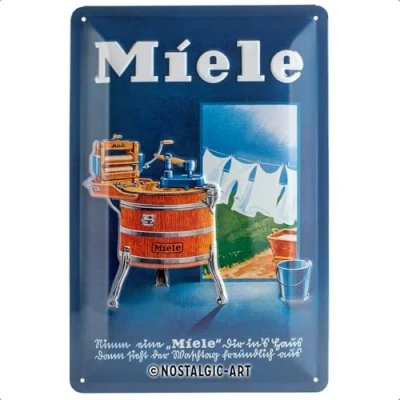 Image of Nostalgic Art Retro Tin Sign Miele Waschbottich Gift idea for fans of nostalgia, Metal Plaque, Vintage design wall decoration, 20 x 30 cm