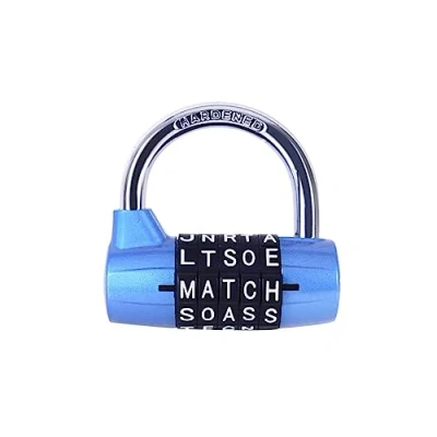 Image of Combination Padlock 5 Dial, Gym Locker Lock,5 Letter Word Digit Lock,Safety for School Locker,Sports Locker,Fence,Toolbox,Case,Hasp Storage (Blue) ...