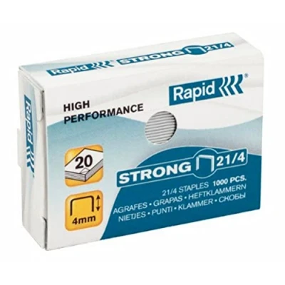 Image of Rapid 21/4mm Strong Staples, For Stapling up to 15 Sheets, Use with Desktop Staplers and Pliers, Galvanised Wire, Box of 1000, 24863400