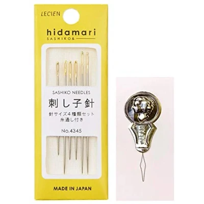 Image of Sashiko Notions Hidamari Needles with Needle Threader