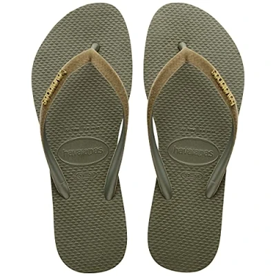 Image of Havaianas Slim Velvet Women Flip Flops Color: Green Size: 1/2 UK