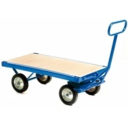 Image of Heavy Duty Turntable Truck; Braking Handle; Wheels Blue