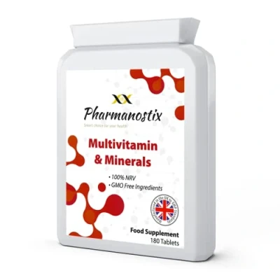 Image of MultiVitamins &amp; Minerals Plus Iron Supplement 180 Tablets One A Day with 16 Essential Active Vitamins Suitable for Men and Women UK Manufactured to GMP Standards