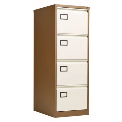 Image of Office Hippo Bisley 4 Drawer Contract Steel Filing Cabinet Coffee Cream