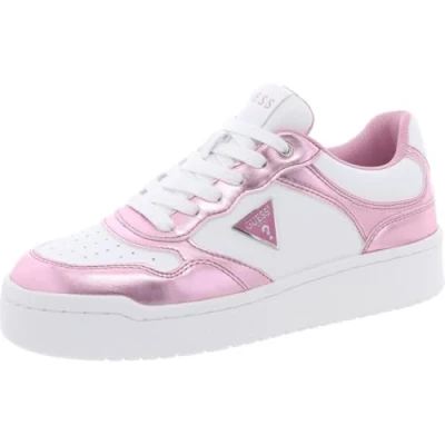 Image of GUESS Women&#039;s Miram Sneaker, White/Pink 143, 8 UK