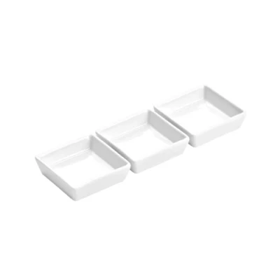Image of Premier Housewares Square Entree Serving Tray or Dish Platters White Porcelain, Set of 3 Table Dishes