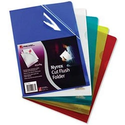 Image of Rexel Nyrex Premium A4 Document Folder, Yellow Embossed, 100mic, Cut Flush, L Pack of 25, 12161YE