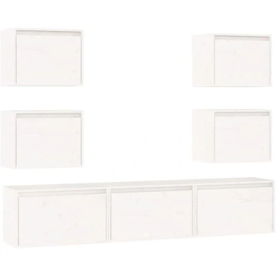 Image of vidaXL TV Cabinets 7 pcs White Solid Wood Pine