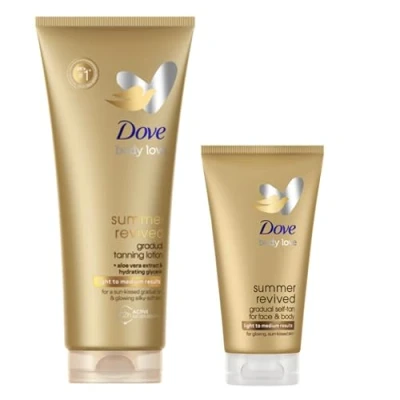 Image of Dove Summer Revived Light to Medium Gradual Tanning Lotion 200 ml &amp; Tan For Face and Body All Skin Types 75