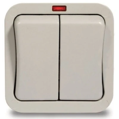 Image of BG Electrical WP42 Nexus IP66 Storm Grey 2 Gang Way 20Ax SP Switch With Neon
