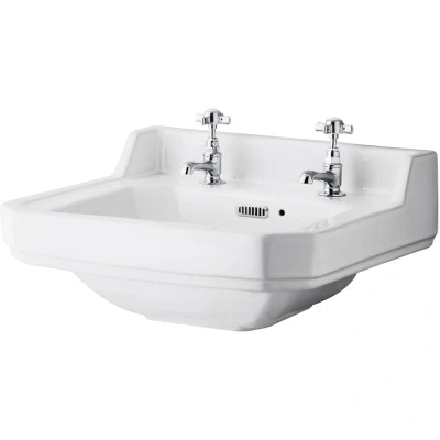 Image of Richmond Traditional Basin 500mm Wide White 2 Tap Hole Hudson Reed