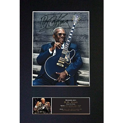 Image of BB KING Signed Autograph Mounted Photo Reproduction Print A4 Very Rare (297 x 210mm) #565 (Mount &amp; (Not Framed))