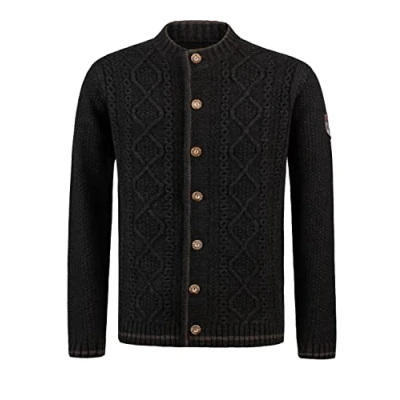 Image of Stockerpoint Men&#039;s Anton Traditional Knitted Jacket, Charcoal, 42
