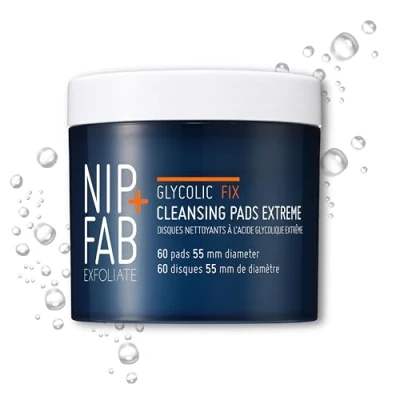 Image of Nip + Fab Glycolic Acid Night Face Pads with Salicylic and Hyaluronic Acid, Exfoliating Resurfacing AHA Facial Pad for Exfoliation Even Skin Tone Blemish Control Pigmentation, 60 Pads, 76 Grams