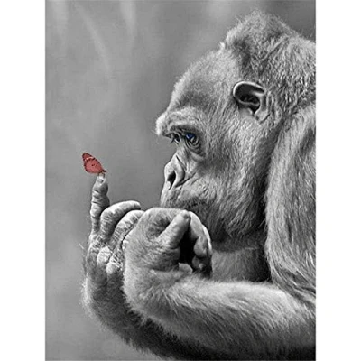 Image of DIY 5D Diamond Painting Kits Full Drill Gorilla Large Size Art Crystal Rhinestone Cross Stitch Adults Kids Embroidery Pictures Craft for Home Wall Decor Gift Round 40x50cm