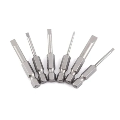 Image of Slotted Bits, Fydun Screwdriver Bit Magnetic Hex Handle 6 Piece Single Word Head 2 6mm 50mm Long 0.25inch Socket S2 Alloy Steel Flat