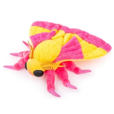 Image of lilizzhoumax Simulation Silk Moth Plush Toy 30cm/12inch Realistic Stuffed Animal Maple Leaf Cute Super Soft Insect Home Decoration Toys, Gift for Kids Pink