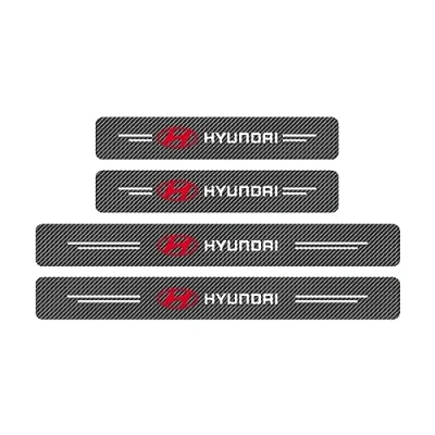 Image of RIDGOEL 4Pcs Car Door Sill Protector for Hyundai I10 I20 I30 I40 IX20 IX35 Tucson Kona EV Carbon Fiber Kick Plate Guard Automobile Threshold Decor Sticker Pedal Accessories