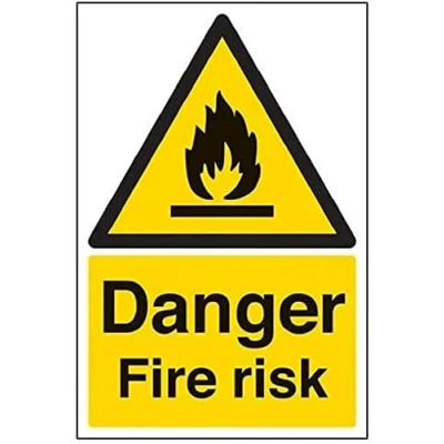 Image of VSafety Danger, Fire Risk Warning Sign Portrait 200mm x 300mm 1mm Rigid Plastic