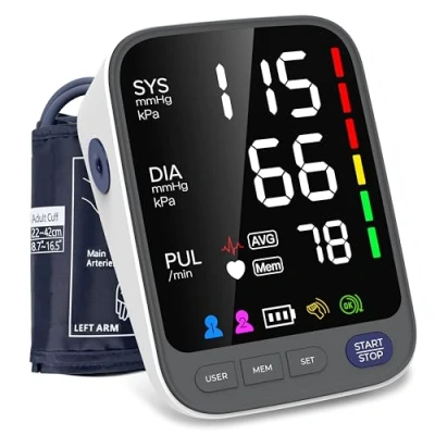 Image of Medical Blood Pressure Monitors, Upper Arm Large Cuff Machine for Home Use, Super 6.4 LED Display CE Certified MHRA Registered 2 * 120 Sets Memory Heart Rate Monitor