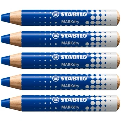 Image of Whiteboard and Flipchart Markers STABILO MARKdry Pack of 5 Blue