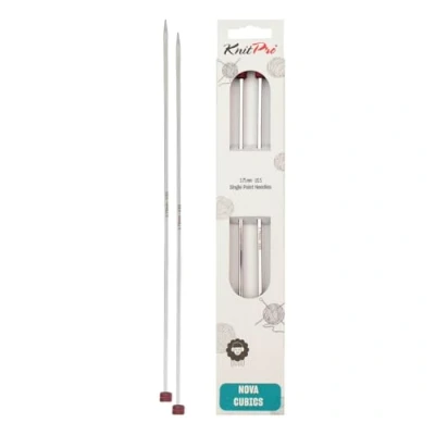Image of KnitPro 25 cm x 3.75 mm Nova Cubics Single Pointed Needles, Shiny Brass, Silver